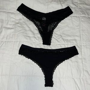 2 Pack NWOT NoBo Black Thongs with Lace Size Medium